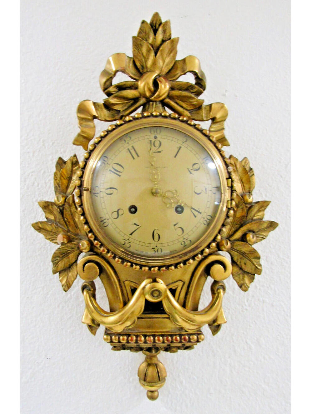 1960s Vintage Swedish Rococo Style Cartel Wall Clock by Westerstrand Töreboda